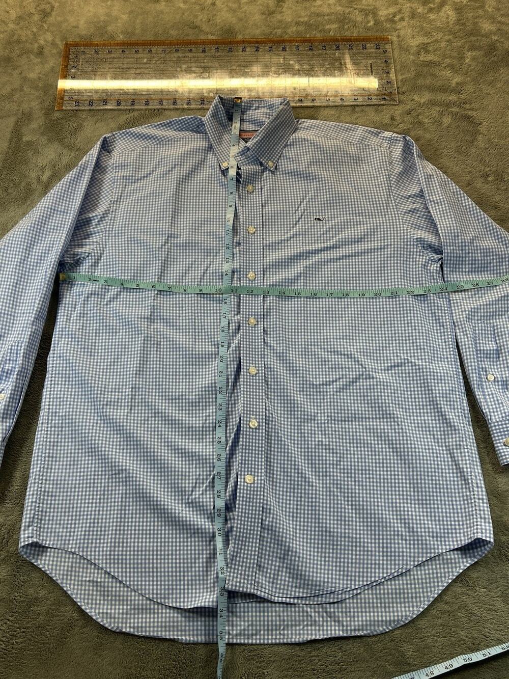 Vineyard Vines Whale Shirt Men’s L Blue White Gingham Long Sleeve Button-Down